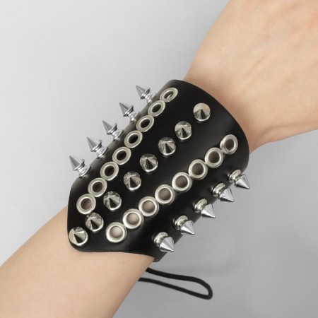 Bracelet Skin "Cuff" with spikes, black-silver color-2