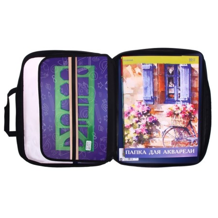Labor folder A4, 335 x 260 x 60 mm, with handles, textiles, PVC, with a filling of 13 items, calligrata, PTR-111, "pencils"-9