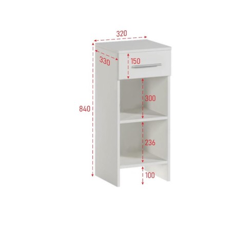 Bathroom chest of drawers, white, 32 x 33.3 x 83.8 cm-2
