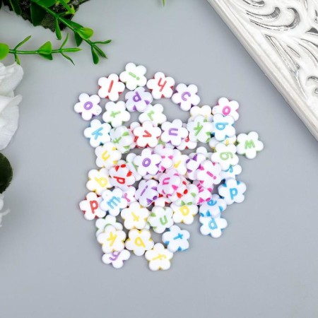 Beads for creativity plastic "English letters on the flower" set 20 grams mix 1.2x1.2 cm