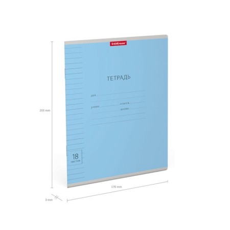 A notebook of 18 sheets in the Erichkrause line "Visio classic", cover coated cardboard, an offset block 100% whiteness, mix-8