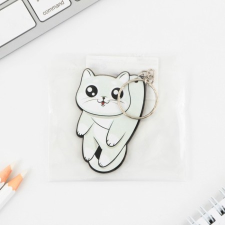 Key keychain wooden "cat" 5 x 6 cm-4