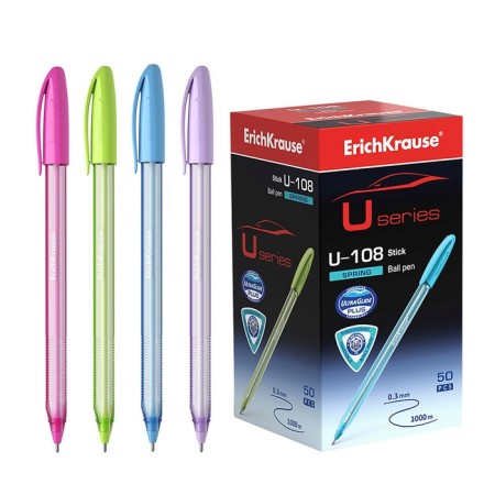 Ballic handle Erichkrause U-108 Spring Stick 1.0, Ultra Glide, Blue Ink color