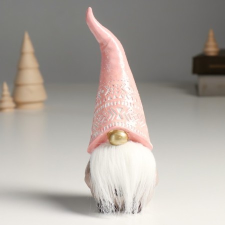Polystone souvenir "Santa Claus in a pink cap, the cap pulled over" 8.5x8x20.5 cm