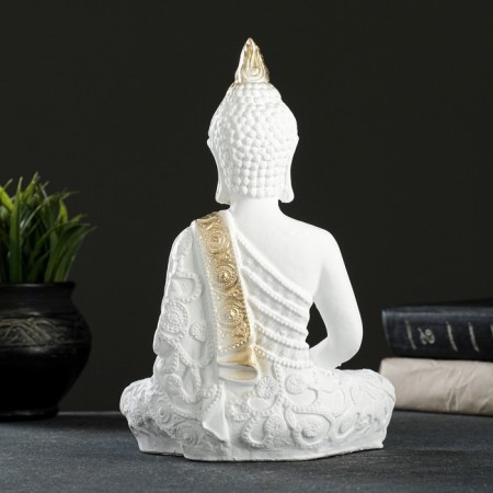 Figure "Buddha Small" 16x9x23cm white-gold-2