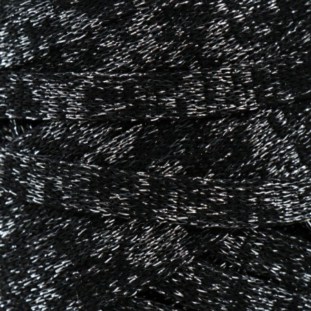 Knitted yarn "Ribbon" with Lurex 85m/170 ± 5 g (black, lurex: silver)-2