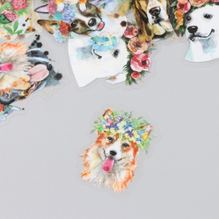 Stickers for creativity "dogs and flowers" set of 30 pcs 0.7x9x8.5 cm-1