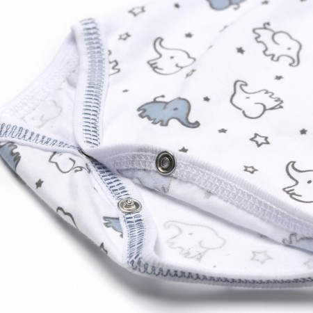 Body baby with short sleeve, white color/elephants, height 68-3