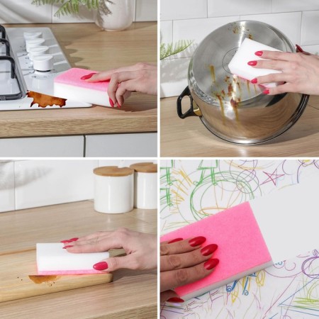 Melamin sponge with an abrasive layer, 11 × 7 × 3 cm, color mix-5