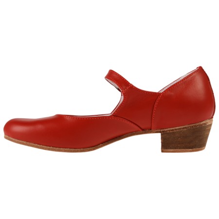 Folk women's shoes, insole length 21.5 cm, red color-2