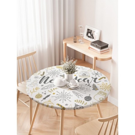 Tables on the table "New Year", round, oxford, elastic band, size 120x120 cm, diameter 75-100 cm-2