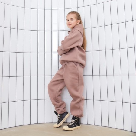 Брюки для девочки MINAKU: Basic Line KIDS, цвет тёмно-бежевый, рост 128-1