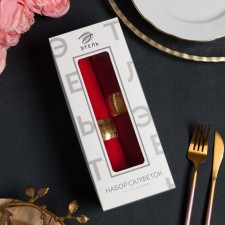 A set of napkins with a decorative. Rings 