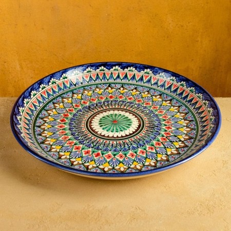Round Laragan "Rishtan", 36 cm, blue-red ornament-6