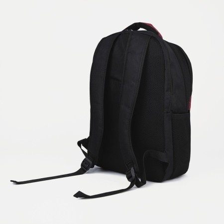 School backpack of textiles on lightning, rise, external pocket, red color-3