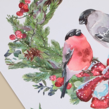 Window sticker "Happy New Year", bullfinches, reusable, 33 x 50 cm, new year-1