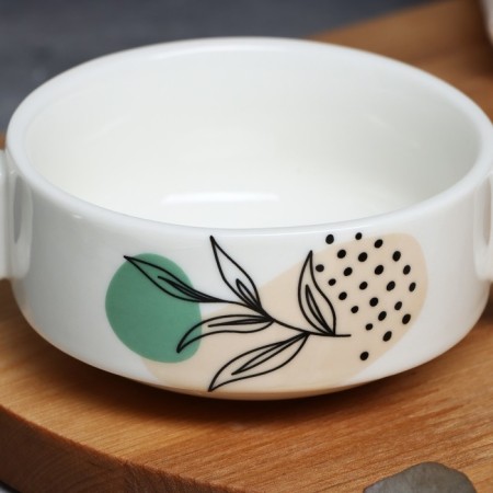 Twitz with handles ceramic "branch", 10.5 x 5 cm, 220 ml, white color-4