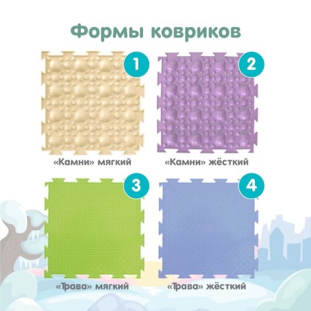 Modular massage rug orthodon, set No. 1 "Universal", pastel colors-2