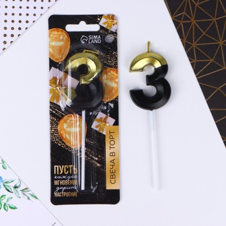Candle for the cake, number "3", 12 x 3.5 cm.-1