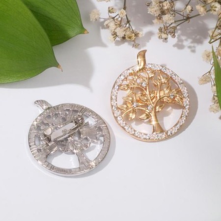 Brooch-reinforcing “Tree of Life” with a bird (indivisible packing 12 pcs., Price per pcs.), Mix color-3