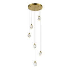 Suspension lamp ST LUCE. SL6114.203.06. CASCATO. 6x3 watts, LED, 3000K, 1980 LM, 39x39x100 cm, golden color