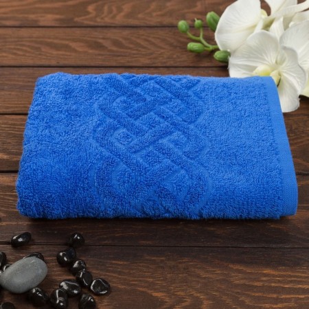 Tainted towel "Plait", blue color, 30x70 cm