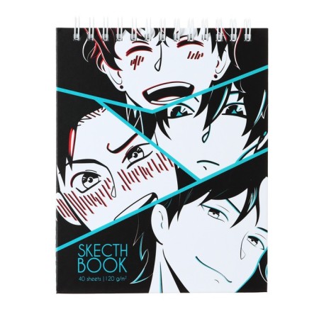 Sketchbook A6 40 sheets on the crest "Facial anime", solid cover, matte lamination, block 120 g/m2