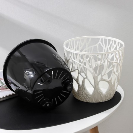 Kashpo for flowers with a “Forest” insert, 3 l, white-black color-2