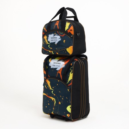 Small Small suitcase 20 "with a bag, a lightning department, with an extension, the color is black