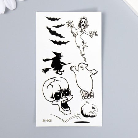 Black Halloween Black Tattoo on the body. Nightmares 10.5x6 cm