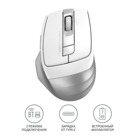 Mouse A4Tech FSTYLER FB35C white optical (2400DPI) wireless BT/Radio USB (6but)-1