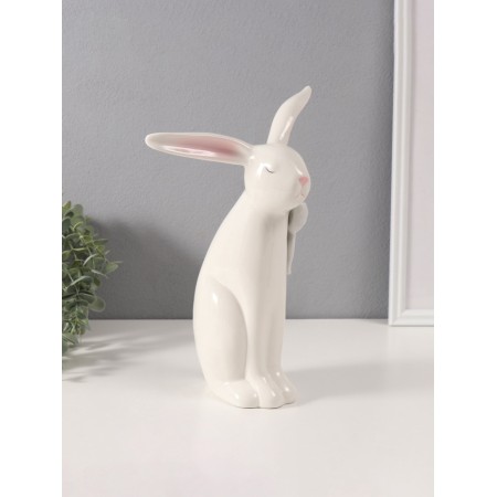 Souvenir Ceramics "White Bunny with a large bow" 10.5x19.5x29.5 cm-1
