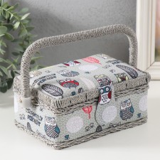 Owl and feathers needlework box 18x12x9.5 cm