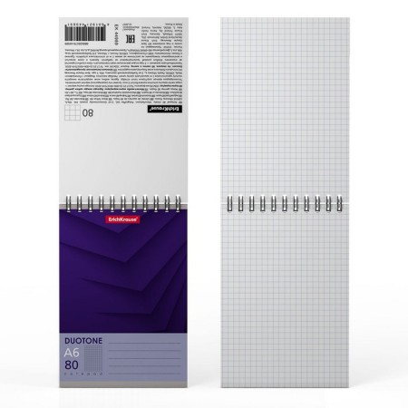 Notebook on spirals A6, 80 sheets, cage, on the crest, Erich Krause "Duotone Next", cardboard cover, offset unit, whiteness 100%, mix-6