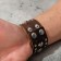 Bracelet Leather "Skull" dots, brown color with silver, 23 cm