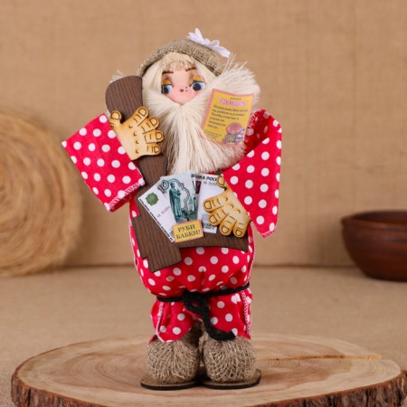 Amulet-domestova "Glory in a linen cap, with an ax and firewood", 30x18x10 cm, mix-6