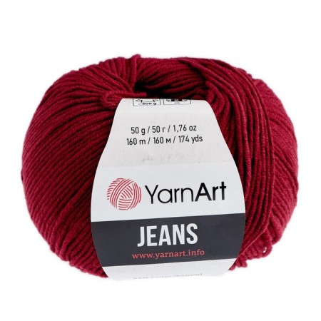 Yarn "Jeans" 55% cotton, 45% acrylic 160m/50g (66 Bordeaux)-1
