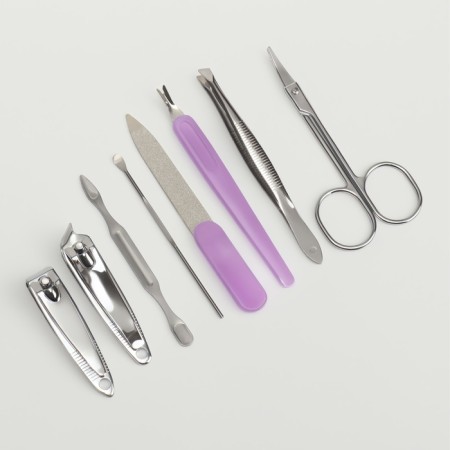 Manicure set, 8 items, in case, red color-2