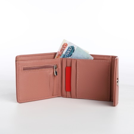 Women's wallet on magnet, pink color-4