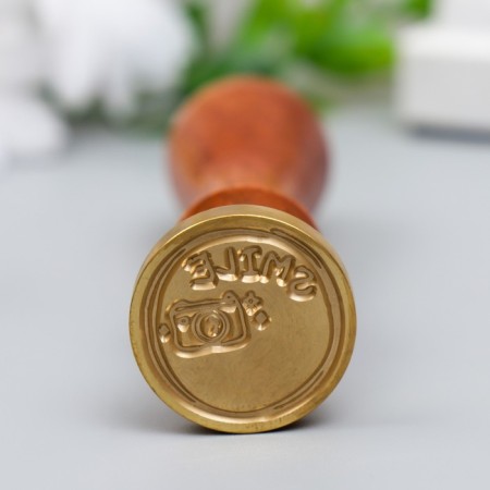 Printing for wax with a wooden handle "Smile" 9x2.5x2.5 cm-1