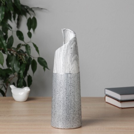 VAZA Ceramics Table "Brigham" Classic Galant, D-6CM, H-29.5X9 cm, white-gray-3
