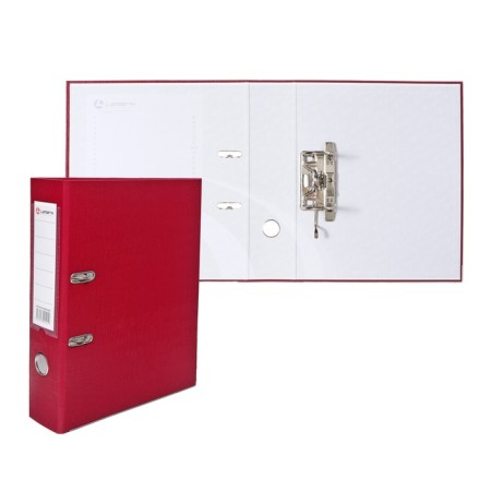 A4, 75 mm registrar, calligrata, PVC, embossing "Len", metal edging, pocket for a spine, collected, burgundy, mix-1