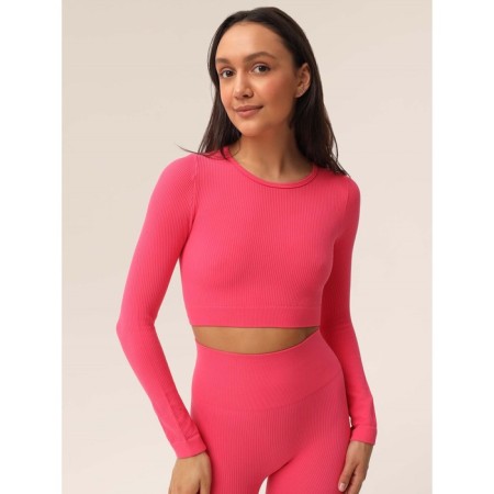 Crop female top in a rubber with a long sleeve Mirey Top Manica Lunga, size 44-46, pink color-6