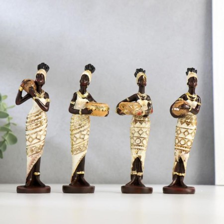 Souvenir Polystone Summary "African in a beige dress with gold" mix 14.5x4.7x3.3 cm-4