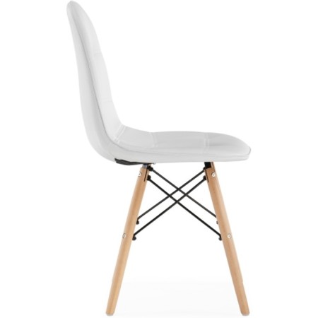 Wooden chair Kvadro array of beech/metal/eco -leather, natural/white 45x49x85 cm-2