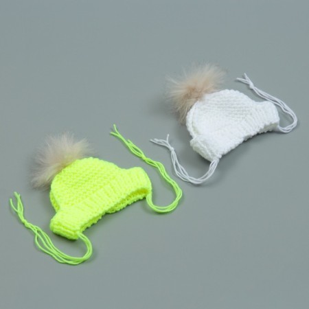 Knitted hat for dogs, with pompom, m-l (head volume 28 cm, height 9 cm), mix-4