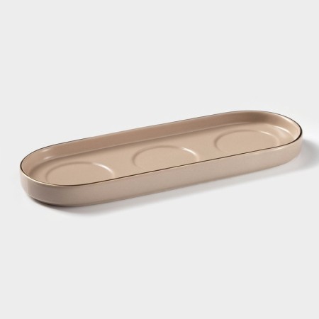 A set of ceramic cans with spoons on the stand "Pastel", 3 items: 250 ml, beige color-5