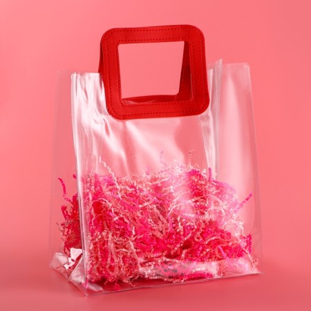 Gift package from PVC, red, 25 x 28 x 15 cm