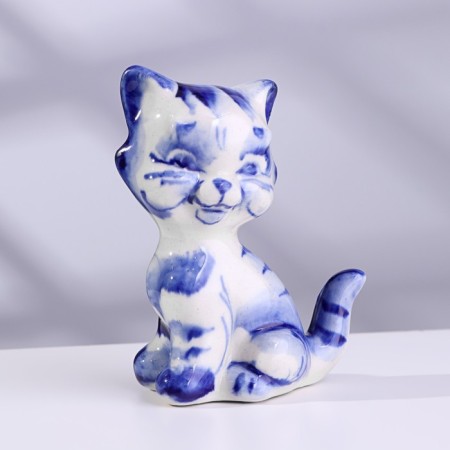 Souvenir "cat", sedentary, tail pipe, gzhel-7