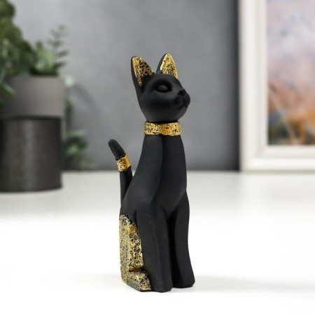 Polystone souvenir "Black cat with golden ears and paws" 12.5x5x3.7 cm